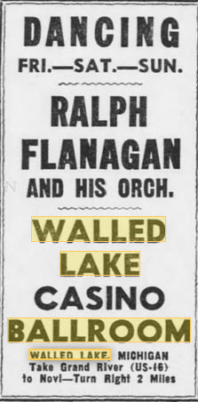 Walled Lake Dance Pavillions - 30 May 1952 Ad (newer photo)